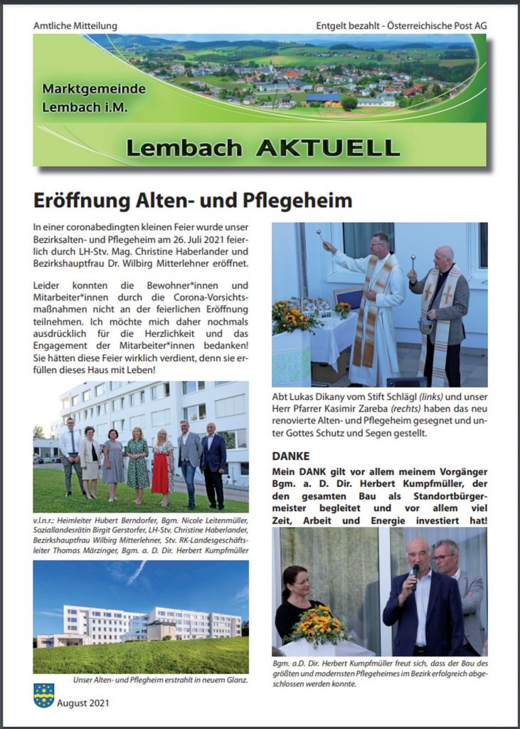 Gemeindezeitung Hörbich August 2021